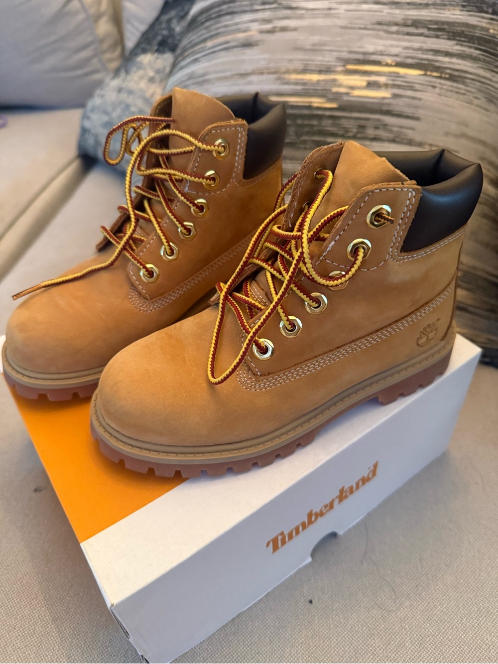 Timberland Kids Wheat Tan Nubuck Lace-Up Boots